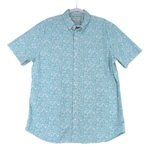 Hawker Rye Mens Slim‎ Fit Short Sleeve Button Up Shirt Teal Floral Print XL